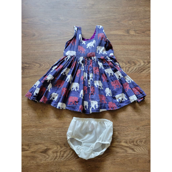 Girls Elephant Pattern Lined Sundress Set 12mos - Picture 1 of 8